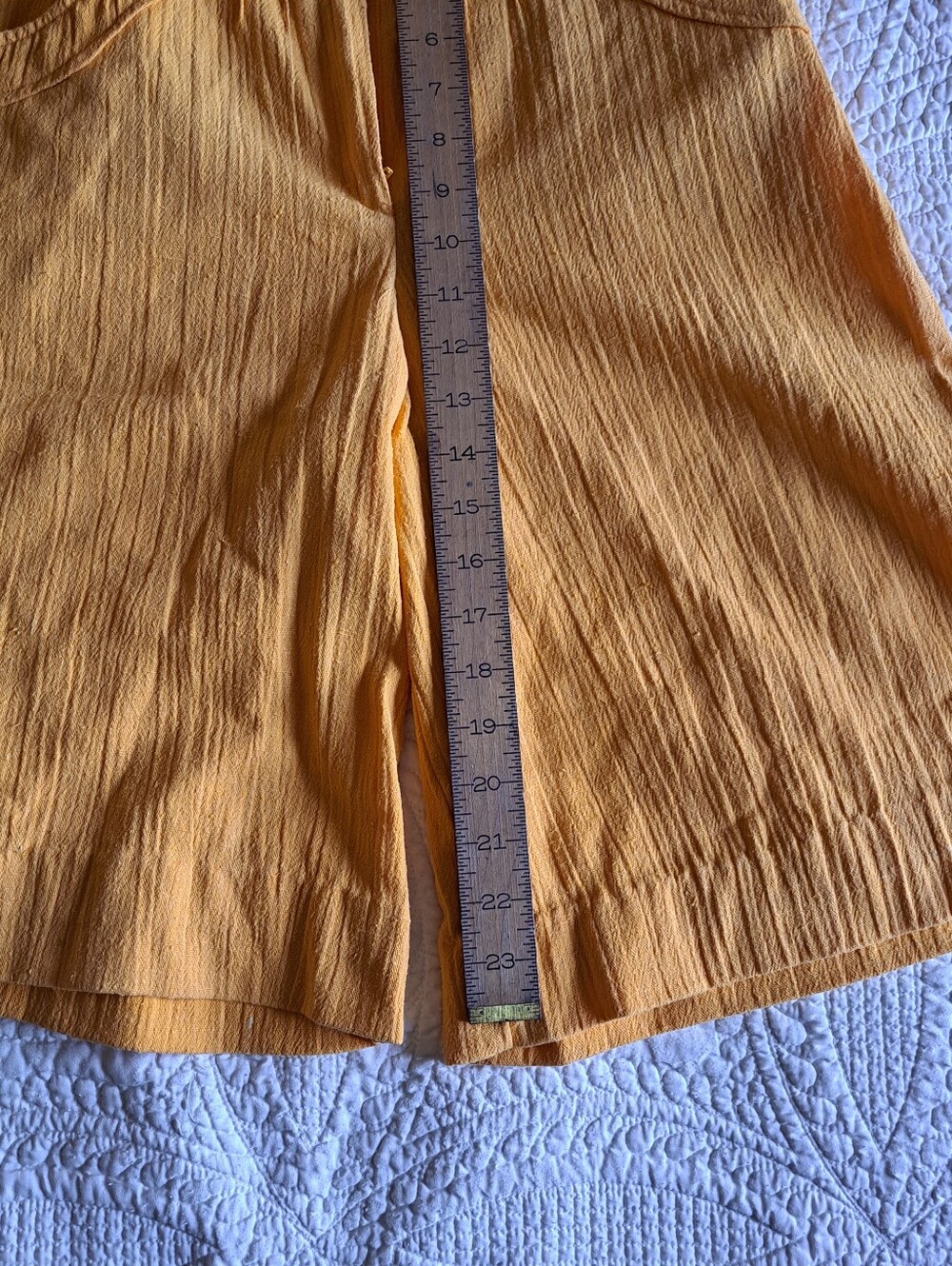 High-Waist Mustard Yellow Wide-Leg Women’s Shorts - Picture 4 of 6
